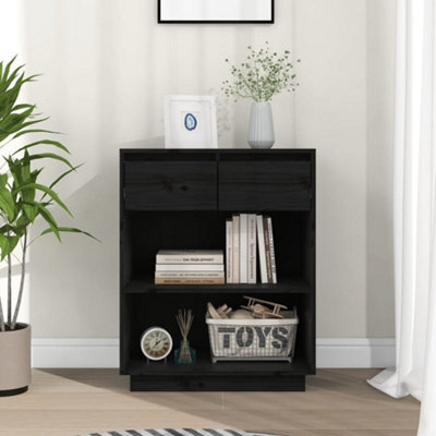 Berkfield Console Cabinet Black 60X34X75 Cm Solid Wood Pine - image 1