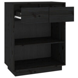Berkfield Console Cabinet Black 60X34X75 Cm Solid Wood Pine - thumbnail 6