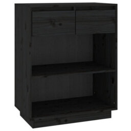 Berkfield Console Cabinet Black 60X34X75 Cm Solid Wood Pine - thumbnail 2