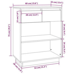 Berkfield Console Cabinet Black 60X34X75 Cm Solid Wood Pine - thumbnail 9