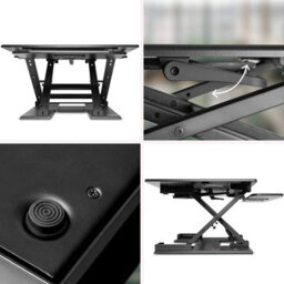 Duronic Dm05D6 Sit-Stand Desk Workstation, Desk Convertor, Manually Height Adjustable 13-45Cm,  80X62Cm Platform - Black - thumbnail 5