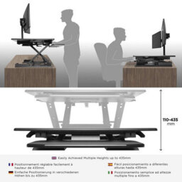 Duronic Dm05D6 Sit-Stand Desk Workstation, Desk Convertor, Manually Height Adjustable 13-45Cm,  80X62Cm Platform - Black - thumbnail 4