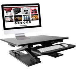 Duronic Dm05D6 Sit-Stand Desk Workstation, Desk Convertor, Manually Height Adjustable 13-45Cm,  80X62Cm Platform - Black - thumbnail 1
