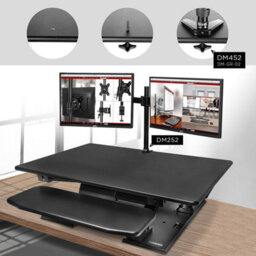 Duronic Dm05D6 Sit-Stand Desk Workstation, Desk Convertor, Manually Height Adjustable 13-45Cm,  80X62Cm Platform - Black - thumbnail 6