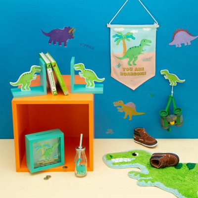Sass & Belle Cute Roarsome Dinosaur T-Rex Children's Rug Mat, Green - image 1