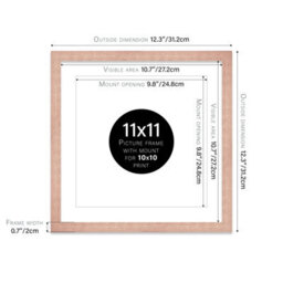 "11X11"" Bronze Picture Frame - 11X11"" Square Frame With 10X10"" Mount For 11X11""/10X10"" Pictures Art Deco Style Room Decor, 1 Pack" - thumbnail 2