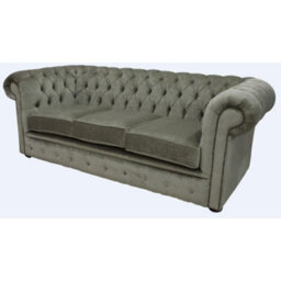 Chesterfield Handmade 3 Seater Sofa Settee Velluto Sage Green Fabric In Classic Style - thumbnail 3
