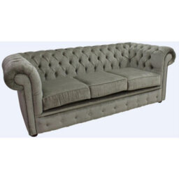 Chesterfield Handmade 3 Seater Sofa Settee Velluto Sage Green Fabric In Classic Style - thumbnail 2