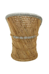 Orsina Comfortable Natural And Grey Chair And Stool, Handwoven Rattan Design Armchair, Sustainable Bamboo Chair - thumbnail 6