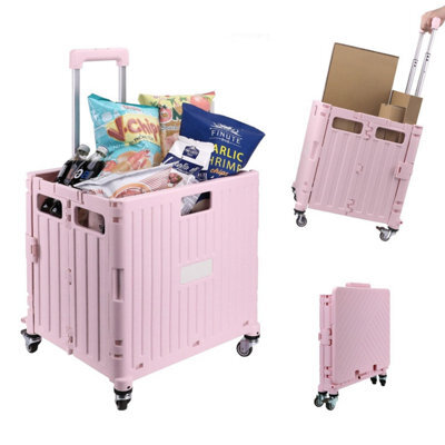 Foldable Shopping Trolley Cart Lightweight & Durable With Adjustable Handle Smooth Rolling 4 Wheel Design Portable Collapsible