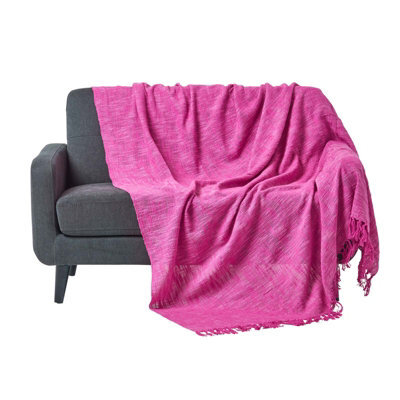 Homescapes Nirvana Slub Cotton Pink Throw, 150 X 200 Cm - image 1