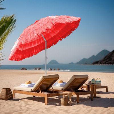 Sundaze 1.6M Red Hawaiian Parasol Outdoor Beach Patio Umbrella Uv Protection - image 1