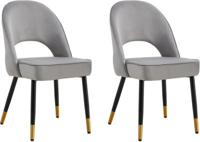 Hygrad Built to Survive Set Of 2 Dining Chairs Velvet Padded Seat Metal Legs Kitchen Chair Home Office Set - image 1