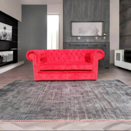 Chesterfield 2 Seater Sofa Settee Azzuro Post Box Red Real Velvet Fabric In Classic Style - thumbnail 4