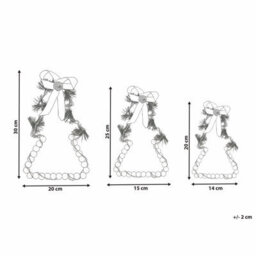 Beliani Set Of 3 Christmas Decorations Led Kyvesi Christmas Tree 20/25/30 Cm White - thumbnail 3