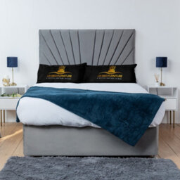 UKBEDFURNITURE Sunrise Grey Plush  Divan Bed Base With 26 Inch Headboard - No Storage - thumbnail 1