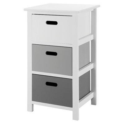 Livivo Wooden Storage Cabinet Unit With 3 Drawers - Bedside Shelf Organiser For Living Room, Bathroom & Bedroom - White/grey - image 1
