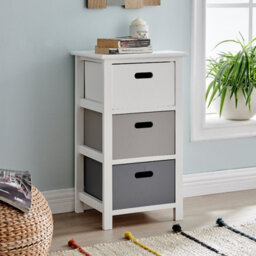 Livivo Wooden Storage Cabinet Unit With 3 Drawers - Bedside Shelf Organiser For Living Room, Bathroom & Bedroom - White/grey - thumbnail 8