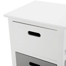 Livivo Wooden Storage Cabinet Unit With 3 Drawers - Bedside Shelf Organiser For Living Room, Bathroom & Bedroom - White/grey - thumbnail 2