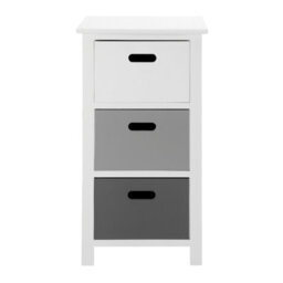 Livivo Wooden Storage Cabinet Unit With 3 Drawers - Bedside Shelf Organiser For Living Room, Bathroom & Bedroom - White/grey - thumbnail 3