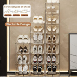 6 Tier Transparent Shoe Rack Slim Clear Space Saving Stand For Hallway Entryway Wardrobe With Steel Frame And Tilted Shelves - thumbnail 4