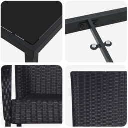 Berkfield Modern Garden Dining Set 5 Pcs Black Poly Rattan - thumbnail 9