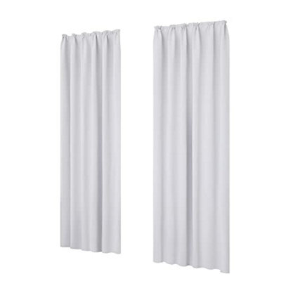 "Deconovo Room Darkening Curtains Pencil Pleat Curtains Blackout Curtains For Baby Nursery W55""x L79"" Silver White One Pair" - image 1