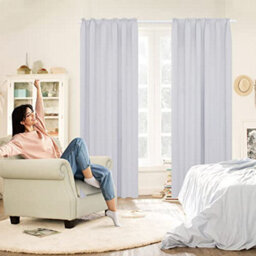 "Deconovo Room Darkening Curtains Pencil Pleat Curtains Blackout Curtains For Baby Nursery W55""x L79"" Silver White One Pair" - thumbnail 3