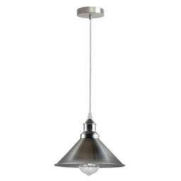 Ledsone Industrial Single Pendant Light 22Cm Cone Satin Nickel Vintage Flush Mount Ceiling Lamp For Bedroom Kitchen - thumbnail 8