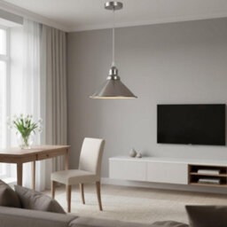 Ledsone Industrial Single Pendant Light 22Cm Cone Satin Nickel Vintage Flush Mount Ceiling Lamp For Bedroom Kitchen - thumbnail 3