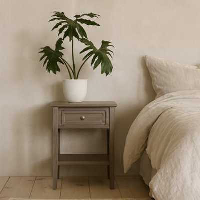 Wyld Haus Laurelbrook 1-Drawer Grey Wood Side Table With Bottom Shelf - image 1