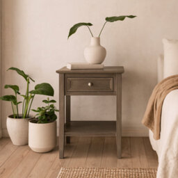 Wyld Haus Laurelbrook 1-Drawer Grey Wood Side Table With Bottom Shelf - thumbnail 2