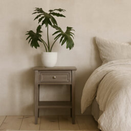 Wyld Haus Laurelbrook 1-Drawer Grey Wood Side Table With Bottom Shelf - thumbnail 1