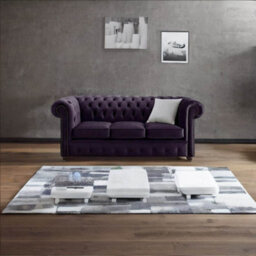 Chesterfield 3 Seater Malta Amethyst Purple Velvet Fabric Sofa In Classic Style - thumbnail 3