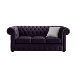 Chesterfield 3 Seater Malta Amethyst Purple Velvet Fabric Sofa In Classic Style - thumbnail 1