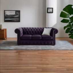 Chesterfield 3 Seater Malta Amethyst Purple Velvet Fabric Sofa In Classic Style - thumbnail 2