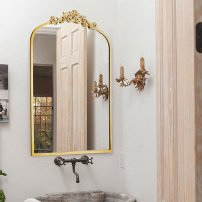 Living And Home Gold Hollow Carved Antique Metal Frame Wall Mirror 60Cm X 2Cm X 89.5Cm - image 1