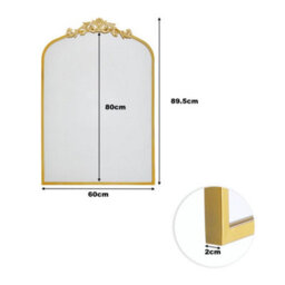 Living And Home Gold Hollow Carved Antique Metal Frame Wall Mirror 60Cm X 2Cm X 89.5Cm - thumbnail 6