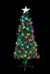 Shatchi 5Ft/150Cm Butterflies Fibre Optic Christmas Tree Led Pre-Lit - thumbnail 3