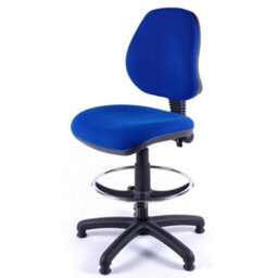 Medium Back Draughtsman Chair In Blue Fabric - thumbnail 2