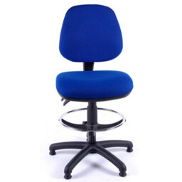 Medium Back Draughtsman Chair In Blue Fabric - thumbnail 3