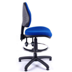 Medium Back Draughtsman Chair In Blue Fabric - thumbnail 4