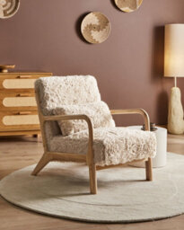 Beliani Armchair Skovde Faux Fur Light Beige - thumbnail 2