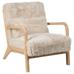 Beliani Armchair Skovde Faux Fur Light Beige - thumbnail 4