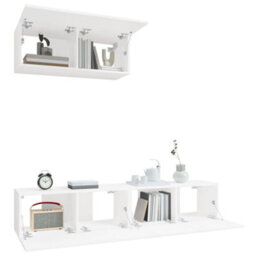 Berkfield 3 Piece Tv Cabinet Set White Engineered Wood - thumbnail 4