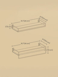 LEDREM Set Of 2 Bathroom Floating Shelves, Wall Shelves With Towel Rack, Wood Shelves For Wall, Rustic Brown And Black - thumbnail 7