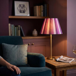 Happy Homewares Multi Purple Tone Striped Linen Coolie Lamp Shade With Cotton Inner - thumbnail 6