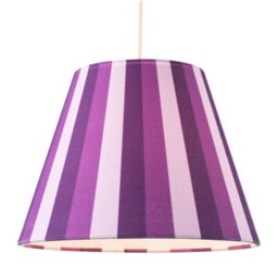 Happy Homewares Multi Purple Tone Striped Linen Coolie Lamp Shade With Cotton Inner - thumbnail 2