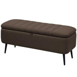 Storage Ottoman Bench, Linen Fabric Footstool With Steel Legs Brown - thumbnail 4