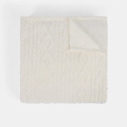 OHS Cable Knit Design Fleece Throw Ultra Soft Fluffy Blanket For Family - thumbnail 2